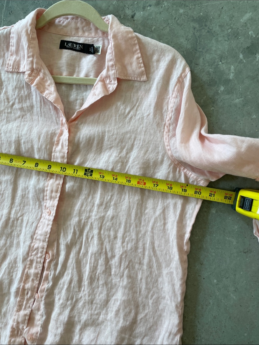 Lauren Ralph Lauren Pale Pink Linen Button-Down Shirt - Picture 6 of 7